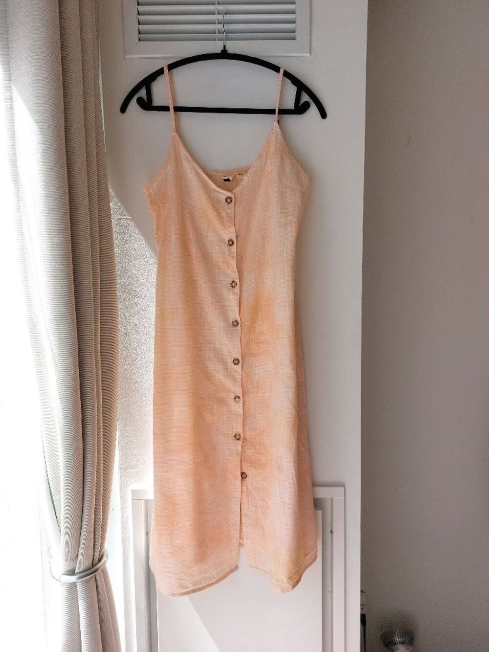 Roxy Peach Button-Front Midi Dress